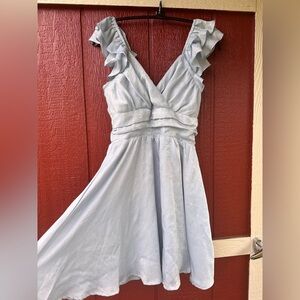 Dee Elle Light Blue Ruffle Midi Dress